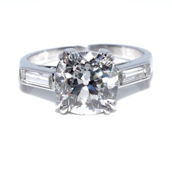 Bijoux anciens - Bague solitaire diamant 2,37 carat