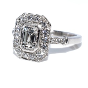 Bijoux récents - Bague diamant taille émeraude 