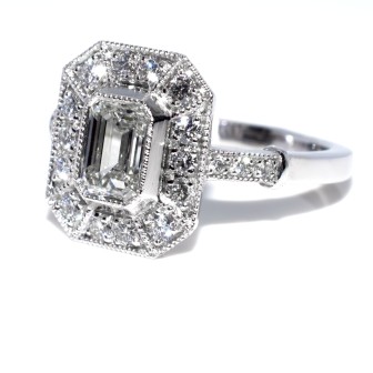 Bagues de fiançailles - Bague diamant taille émeraude 