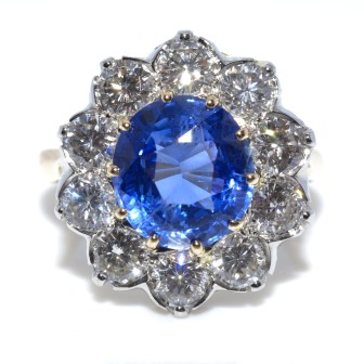 Bagues de fiançailles - Bague pompadour saphir et diamants