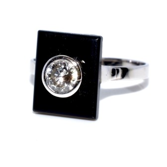 Bijoux anciens - Bague onyx et diamant