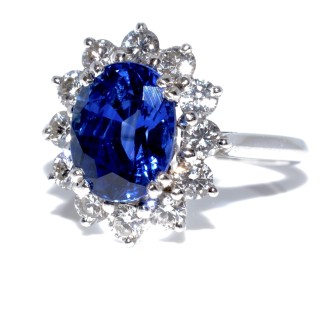 Bijoux Récents - Bague marguerite saphir et diamants 