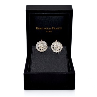 Bijoux anciens - Boucles d'oreilles dormeuses marguerites diamants