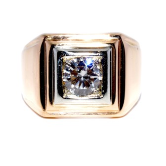 Bijoux anciens - Bague chevalière Tank diamant 