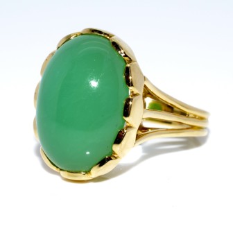 Bijoux anciens - Bague chrysoprase vintage