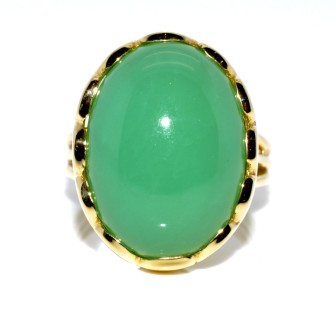 Bijoux anciens - Bague chrysoprase vintage