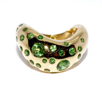 Bijoux Récents - FRED - bague 'Mouvementée' or et tsavorites