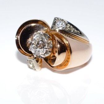 Bijoux Récents - Bague vintage tourbillon diamants