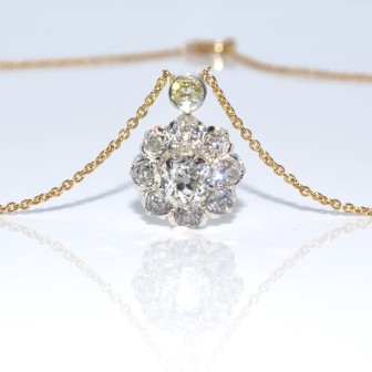 Bijoux anciens - Pendentif marguerite diamants 