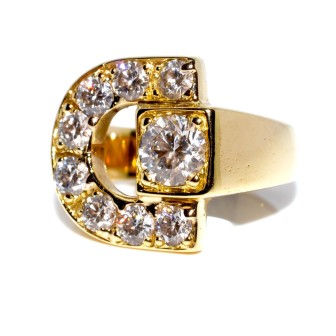 Bijoux anciens - Bague chevalière diamants 