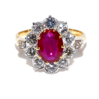 Bagues de fiançailles - Bague pompadour rubis et diamants