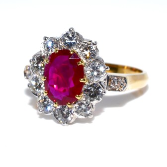 Bijoux Récents - Bague pompadour rubis et diamants