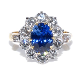 Bagues de fiançailles - Bague pompadour saphir et diamants