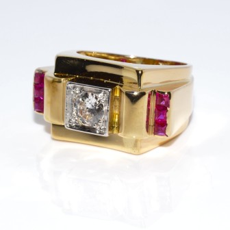 Bijoux anciens - Bague Tank diamants 