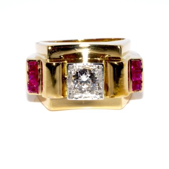 Bijoux anciens - Bague Tank diamants 