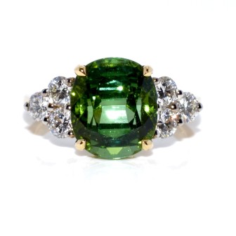 Bijoux Récents - Bague tourmaline verte et diamants 