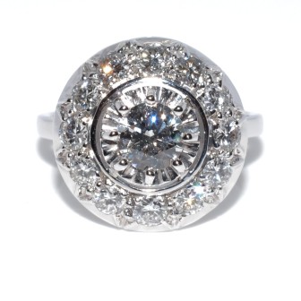 Bagues de fiançailles - Bague Art Déco entourage diamants