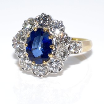 Bijoux Récents - Bague pompadour saphir et diamants