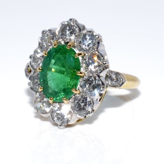 Bagues de fiançailles - Bague Pompadour émeraude et diamants