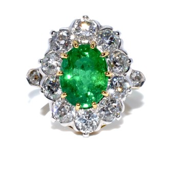 Bagues de fiançailles - Bague Pompadour émeraude et diamants