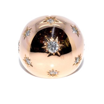 Bijoux anciens - Bague boule constellation en or et diamants
