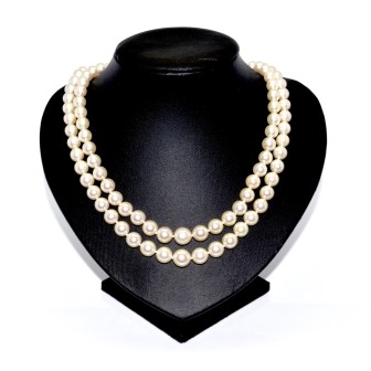 Bijoux anciens - Collier double rang perles et diamants