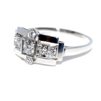 Bijoux anciens - Bague Art Déco diamants 