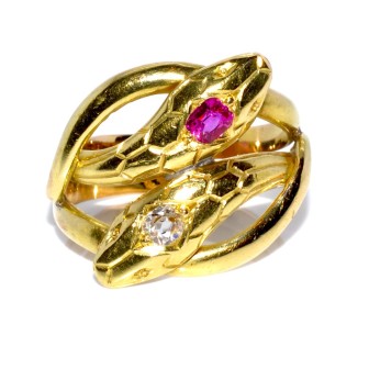 Bijoux anciens - Bague toi et moi serpents