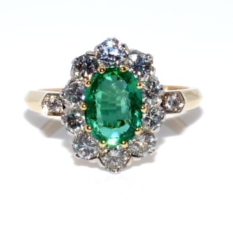 Bagues de fiançailles - Bague Pompadour émeraude et diamants