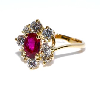 Bagues de fiançailles - Bague vintage rubis et diamants