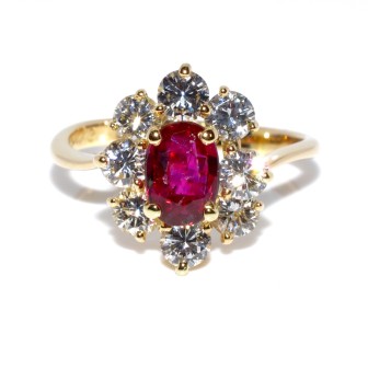 Bagues de fiançailles - Bague vintage rubis et diamants