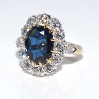 Bagues de fiançailles - Bague pompadour saphir et diamants
