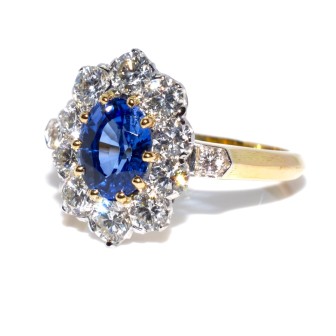 Bagues de fiançailles - Bague pompadour saphir et diamants