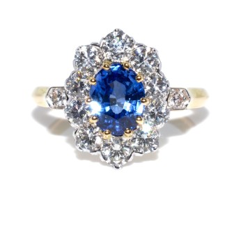 Bagues de fiançailles - Bague pompadour saphir et diamants