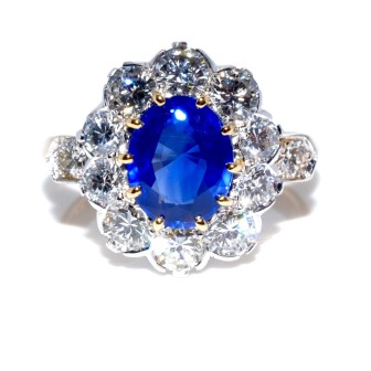 Bagues de fiançailles - Bague pompadour saphir et diamants