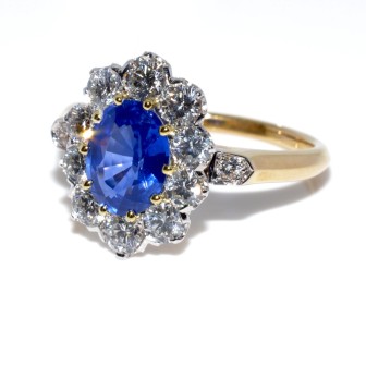 Bagues de fiançailles - Bague pompadour saphir et diamants