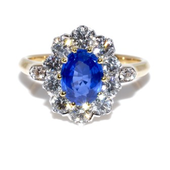 Bagues de fiançailles - Bague pompadour saphir et diamants