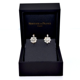 Bijoux anciens - Boucles d'oreilles dormeuses marguerites diamants