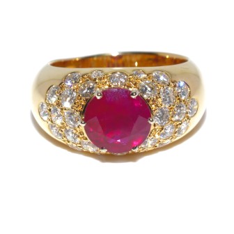 Bijoux Récents - Bague jonc rubis et diamants