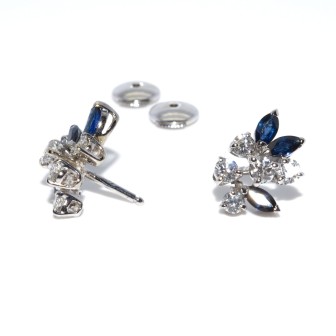 Bijoux anciens - Boucles d'oreilles vintage diamants et saphirs