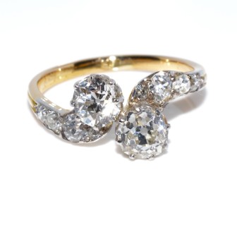 Bijoux anciens - Bague toi et moi diamants 