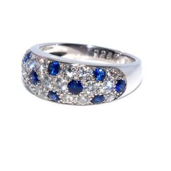 Bagues de fiançailles - Bague jonc diamants et saphirs