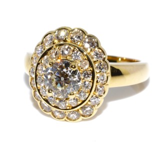 Bijoux anciens - Bague double entourage diamants