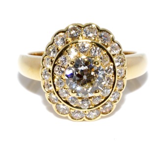 Bijoux anciens - Bague double entourage diamants