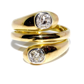 Bijoux anciens - Bague serpent or et diamants