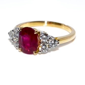 Bagues de fiançailles - Bague rubis birman et diamants