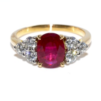 Bagues de fiançailles - Bague rubis birman et diamants