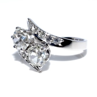 Bijoux anciens - Bague toi et moi diamants 