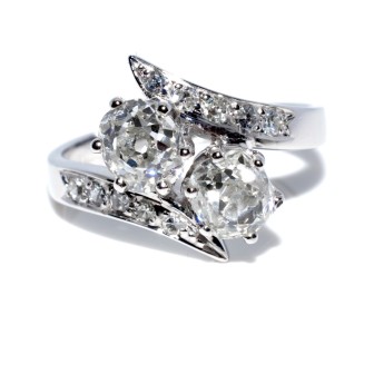 Bijoux anciens - Bague toi et moi diamants 