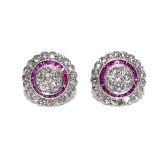 Bijoux anciens - Boucles d'oreilles art déco diamants